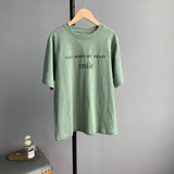 Sherhure 2020  Short Sleeve Women Summer T Shirts O-Neck Letter Print Women Casual T Shirts Tops For Women Blusa