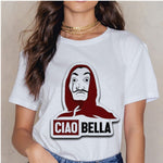 La Casa De Papel Summer 2020 Money Vogue Heist Tshirt The House of Paper T Shirt Casual Dali Mask Woman Tshirt Female Tops