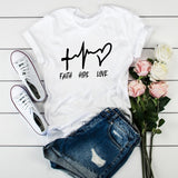 2020 New Women Heartbeat Print Tops Short Sleeve Clothes Harajuku Kawaii O-Neck Streetwear Ladies Graphic Summer Female T-shirt