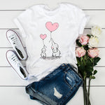 2020 New Women Heartbeat Print Tops Short Sleeve Clothes Harajuku Kawaii O-Neck Streetwear Ladies Graphic Summer Female T-shirt