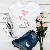2020 New Women Heartbeat Print Tops Short Sleeve Clothes Harajuku Kawaii O-Neck Streetwear Ladies Graphic Summer Female T-shirt